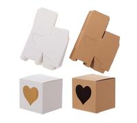 jojofuny 60pcs Heart Shaped Kraft Paper Gift Boxes with Window, Elegant and Simple Design, for Wedding or Bake Sale Packaging Random Color