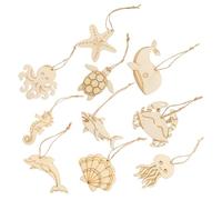 jojofuny 60pcs Ocean Animal Wood Cutouts Unfinished DIY Crafting Supplies Turtle Octopus Crab Shapes Smooth Surface Safe for Handmade Scrapbooking and Painting Projects