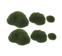 jojofuny 6pcs Artificial Moss Rocks Assorted Faux Green Balls Decorative for Floral Arrangements Fairy Gardens Terrariums Crafting with Realistic Texture and Vibrant Color
