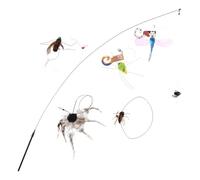 jojofuny 6pcs Cat Wand Refills with Realistic Insect Heads - Interactive Teaser for Indoor Cats and Kittens, Includes Fly, Spider, Mosquito, Dragonfly Replacements with Steel Wire Stick