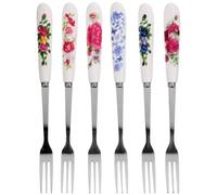 jojofuny 6Pcs Dessert Forks Stainless Steel Ceramic Handles Set 15.5cm | Small Cake Fruit Pastry Fork Set for Home Cafe Restaurant Party Serving and Compact Cutlery Use