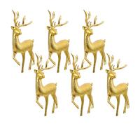 jojofuny 6pcs Elk Statue Christmas Shelf Decor Modern Christmas Decor Decorative Ornaments Mini Reindeer Sculpture Deer Figurines Golden