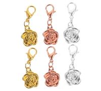 jojofuny 6Pcs Jewelry Clasps Rose Double Lobster Connectors for DIY Necklaces Decorative Buckles Silver Gold Rose Gold for Crafting Elegant Jewelry