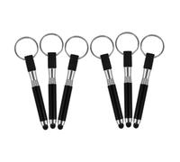 jojofuny 6pcs Keychain Capacitive Touch Stylus Pen for Tablets and Smartphones Mini Finger Stylus Keyring Accessory Black