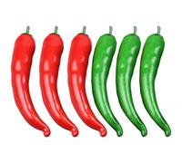jojofuny 6Pcs Lifelike Fake Pepper Model Set, Simulation Food Decoration with 3 Lightweight Green and 3 Red Chili Peppers, Artificial Vegetable Prop for Photography and Shop Display
