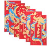 jojofuny 6pcs Money Envelopes Chinese New Year Red Packets Glitter Paper Dragon Pattern Traditional Creative Festive Design Sturdy with Blessing Words for New Year Celebration Assorted Style