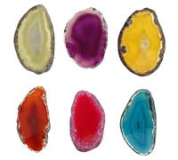 jojofuny 6pcs Natural Agate Slices DIY Jewelry Agate Polished Bright and Beautiful for Pendant Home Decor Random Color