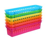 jojofuny 6Pcs Pencils Storage Basket for Desk Classroom Pencil Holder Plastic Chalk Container Narrow Stationery Organiser