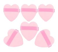 jojofuny 6pcs Pink Heart-shaped Foundation Sponge Set, Soft Powder Puff Makeup Sponges for Loose Powder and Face Foundation, Cosmetic Tools for Face Setting and Contouring