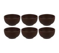 jojofuny 6pcs Purple Clay Kung-fu Tea Cups Set Large Straight Mouth Ceramic Small Chinese Hand-Made Teaware for Traditional Tea Tasting in Coffee Color