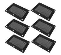 jojofuny 6pcs Three Hole Oxford Fabric Pencil Pouches with Mesh Ventilation, Large Capacity B5 Stationery Bags for Office and School Ring Binder Storage, Black