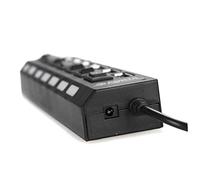 jojofuny 7 Port USB 2.0 Multi Charger Hub with High Speed Expansion Individual ON/OFF Controls Supports to 480Mbps Ergonomic Design Black USB Hub with Power Adapter for Laptop and PC