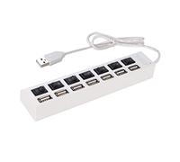 jojofuny 7 Ports USB 2.0 Hub with Independent Controls for Fast Data Transfer Compatible with USB 1.1 Devices Plastic Material for PC and Laptop