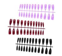 jojofuny 72pcs Long Oval Almond False Nails Tips Super Long Pointed Fake Nails Set for DIY Art Multi-Color Mix (Wine Red, Black, Purple) for Women and Salon Use