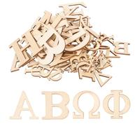 jojofuny 72Pcs Wooden Greek Letters Cutouts for DIY Crafts Lightweight Smooth Wood Blocks Flat Wooden Slices Educational Alphabet for Learning Spelling Home and Wall Decoration