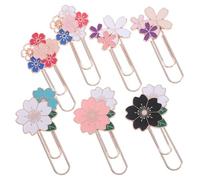 jojofuny 7pcs Cherry Blossom Metal Paper Clips Stylish Bookmark Clips for Journals Notebooks Files Secure Grip Lightweight Office Study Accessories