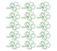 jojofuny 80pcs Shamrock Paper Clips Four-Leaf Clover Decorative Metal Clips for Organizing Documents, Crafts, St Patrick’s Day Party Favors and Irish Festival Decoration