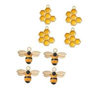 jojofuny 8pcs Bee Charm Zinc Alloy Honeycomb and Bee Pendants with Enamel Coating for DIY Jewelry Making Lightweight Metal Craft Charms for Bracelets Necklaces Keychains