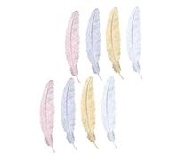 jojofuny 8pcs Metal Plume Leaf Props Decorative Ornament for Party Photo Booth Props Christmas Tabletop Decorations Random Color