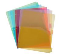 jojofuny 8pcs Plastic 3 Hole Punched Binder Dividers with Pockets for Large Capacity File Storage, Protecting Documents from Water and Dust, for Classroom and Office Organization