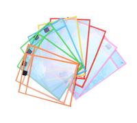 jojofuny 8Pcs PVC Dry Erase File Pockets Reusable Document Sleeves Writable Office File Bags Erasable Sheet Protectors for Classroom and Workplace Organization Random Color Random Color