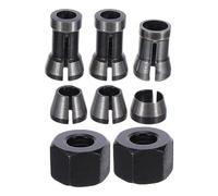 jojofuny 8pcs Router Collet Chuck Set Carbon Steel Router Bit Kit Includes 6 6.35 8mm Trimmer Clamping Collet Adaptor for Milling Machines Engraving Equipment