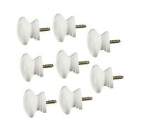 jojofuny 8pcs Wardrobe Door Knobs Wood Cabinet Knob Sturdy Round Handle for Doors Practical Light Duty White Wood for Drawers and Cupboards for Wardrobe Installation