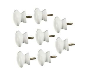 jojofuny 8pcs Wardrobe Door Knobs Wood Cabinet Knob Sturdy Round Handle for Doors Practical Light Duty White Wood for Drawers and Cupboards for Wardrobe Installation