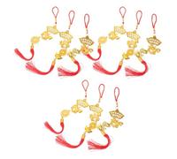 jojofuny 9Pcs Lunar New Year Hanging Ornaments Set with Lucky Horse, Copper Coins, Curved Fish, and Treasure Charms for Chinese New Year Decor, Prosperity Tree Charm with Red Tassels,