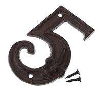 jojofuny Address Number Door Plaques Cast Iron Retro Design Hammered Look Easy to Install Mounting Screws for Bathroom Signs and Number Coding 4.52X2.87X0.31 Inch