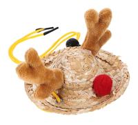 jojofuny Adjustable Christmas Mini Hat for Small Pets Hand-Knitted Reindeer Antlers, Decorative Holiday Cap for Hamsters, Hedgehogs, and Tiny Animals