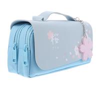 jojofuny Adorable Pencil Pouch Student Stationery Case Bag Girlish Style Double Layer Double Zipper Design Large Capacity Easy to Carry Smooth Use Detachable Ornament Can Be Put in A School