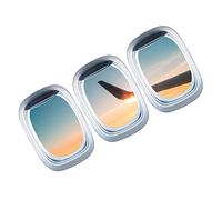 jojofuny Airplane Window Wall Stickers 3PCS Removable Three-Dimensional Porthole Fake Landscape Decals for Children's Room Nursery Window Mural Wallpaper for Home Office Shop
