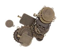 jojofuny Alloy Jewelry Pendant Tray Round Bezel DIY Jewelry Making Supplies Multi Functional Decorative Holder for Crafting Smooth Skin Friendly Design Mixed Gemstone Bases