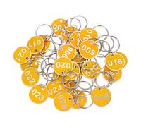 jojofuny Aluminium Number Tags with Key Rings for Luggage and Memory Sticks, Yellow Metal Storage Tags for Key Cabinets and Hotels, Sturdy for Easy Identification