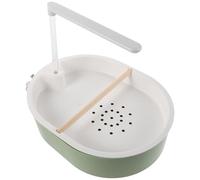 jojofuny Automatic Parrot Bathtub with Adjustable Water Pump and Dual Rain Shower, Tube, Pine Wood Perch 20cm, Indoor Bird Bath Tub for Budgies, Cockatiels, and Parakeets