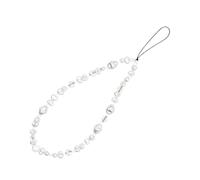 jojofuny Baroque Crystal Faux Pearl Mobile Phone Hanging Chain Anti-lost Strap with Fixing Rope for Phone Cases Stylish DIY Charm Accessory for Women