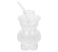 jojofuny Beverage Cup Glass and Good Hand Feeling Adorable Cartoon Style 320ml Bear Shape with Thick Round Bottom Suitable for Office and Restaurant Use