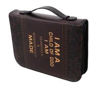 jojofuny Bible Cover Case Faux Leather Large Zippered Organizer with Handle for Women Chinese Style Pouch Design Spacious Scripture Book Bag Protective Bible Study Supplies