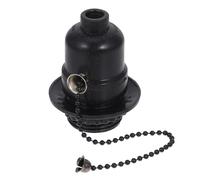 jojofuny Black Metal Lamp Holder with Pull Cord Switch Screw Light Socket Adapter for Bulbs Practical Rewire Kit for Garage Workshop Basement Lighting