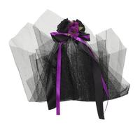 jojofuny Black Veil Halloween Headband with Bow Stylish Dark Gothic Hair Accessory for Witch Sorceress Vampire Costume Day Dead Party Supplies