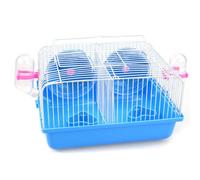 jojofuny Blue Multi-storey Slide Platform Pet Cage for Small Animals and Mice, Plastic and Iron Wire Hamster Cage with Fighting Isolation Design for Safe Separation