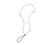 jojofuny Bohemia Pearl Beaded Phone Chain Mobile Phone Charm Wrist Strap Key Lanyard Decorative Crystal Faceted Beads for Women