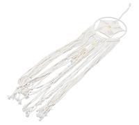 jojofuny Bohemian Wall Tapestry with Tassels, White Cotton Rope Macrame Wall Hanging Decor for Nurseries and Work Spaces, Lightweight Boho Style Living Room Decoration