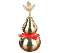 jojofuny Brass Gourd Feng Shui Decor with Leaf 5.5 Inch Vintage Wealth Statue Home Decorative Collectible Sculpture for Office and Living Room