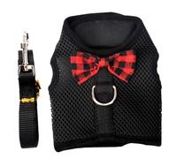 jojofuny Breathable Mesh Pet Vest Harness Set for Small Pets Dogs Lightweight Pulling Strap Comfortable No-pull Leash for Puppies Rabbits Guinea Pigs Squirrels Black Chest