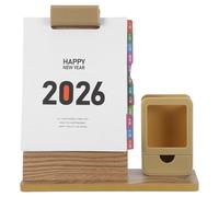 jojofuny Calendar Desk Organizer: Modern Wood Pen Holder - Tabletop Perpetual Date Calendar - Pencil Storage Cup For Diary Office