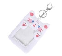 jojofuny Cartoon Animal Plush Card Holder with Keychain Cute Id Sleeve for Photos and Collectibles Soft Plush Protectors for Fluffy Card Display Accessory White Cat