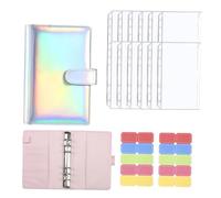 jojofuny Cash Budget Binder with Pockets Portable Money Saving Organizer for Personal Finance Planning and Receipt Storage Silver PU Cover with Secure Buckle Closure