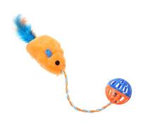 jojofuny Cat Interactive with Plastic Bell Plush Mouse and Orange Ball, Small Kitten Pet for Indoor Playing and Teeth Grinding
